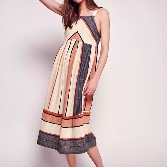 NWT *RARE* Free People Navy Striped Boho Festival Midi Dress  – XS/Small - Picture 12 of 14